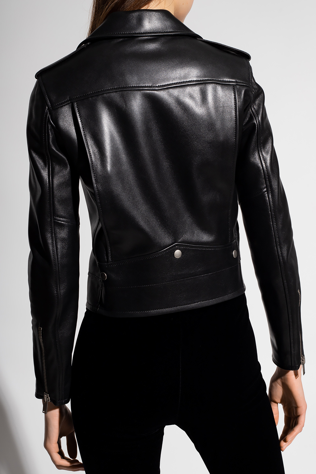 ジャケット SAINT LAURENT Women Jackets 25P818718Y7E63 1000 BLACK SAINT LAURENT Oversized textured-leather jacket | NET-A-PORTER